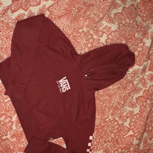 Red cropped Vans hooded sweatshirt